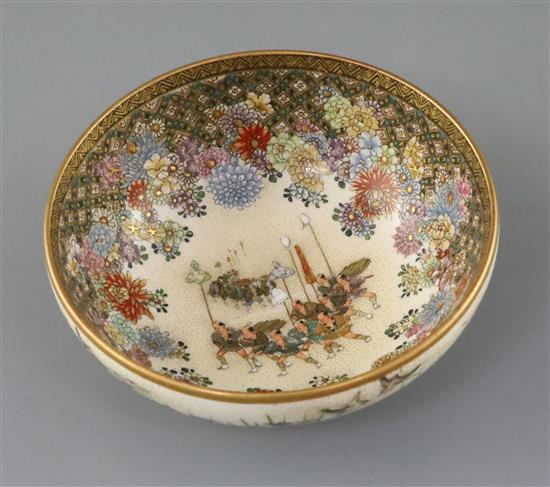 A Japanese Satsuma pottery bowl, Meiji period, D. 12.2cm